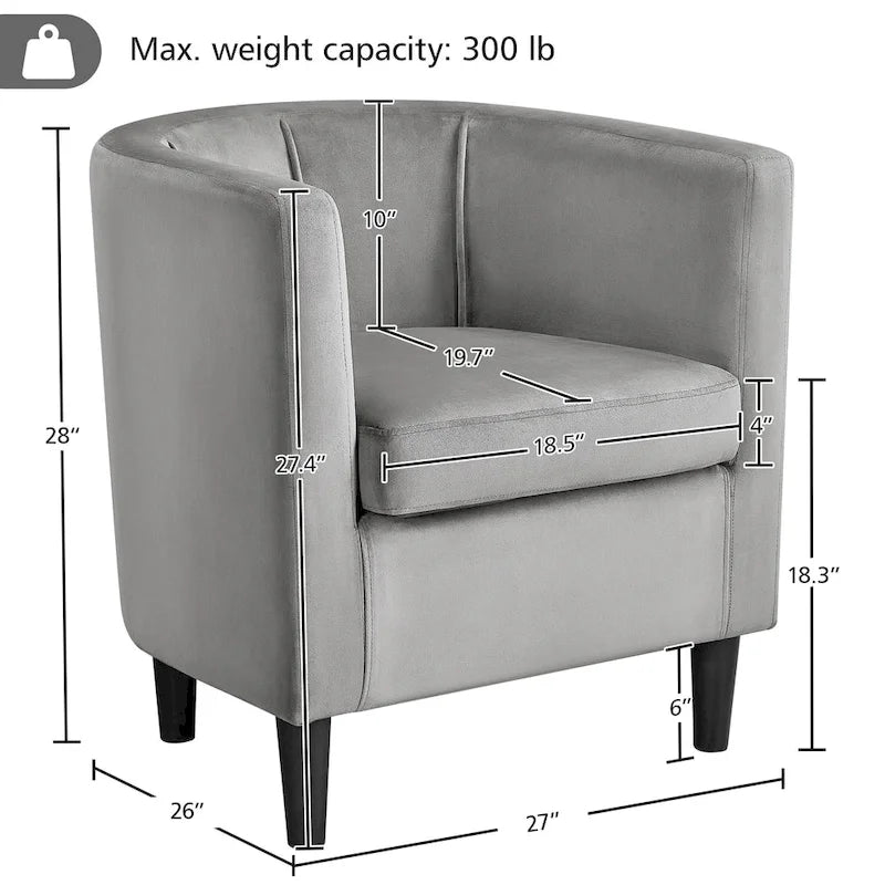 Fauteuil crapaud en velours, une place – Gris / Bleu / Vert olive / Beige