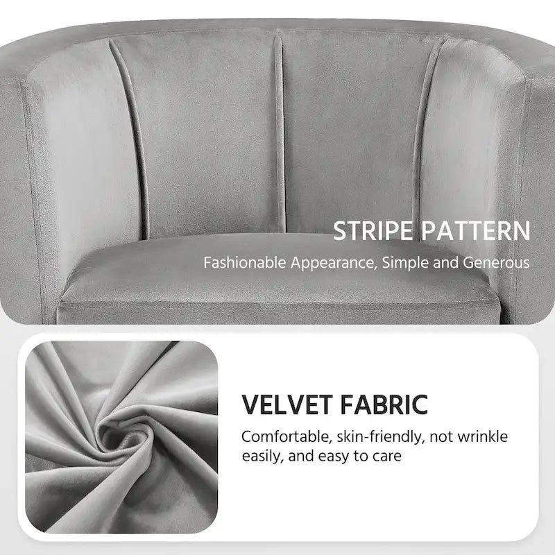 Fauteuil crapaud en velours, une place – Gris / Bleu / Vert olive / Beige