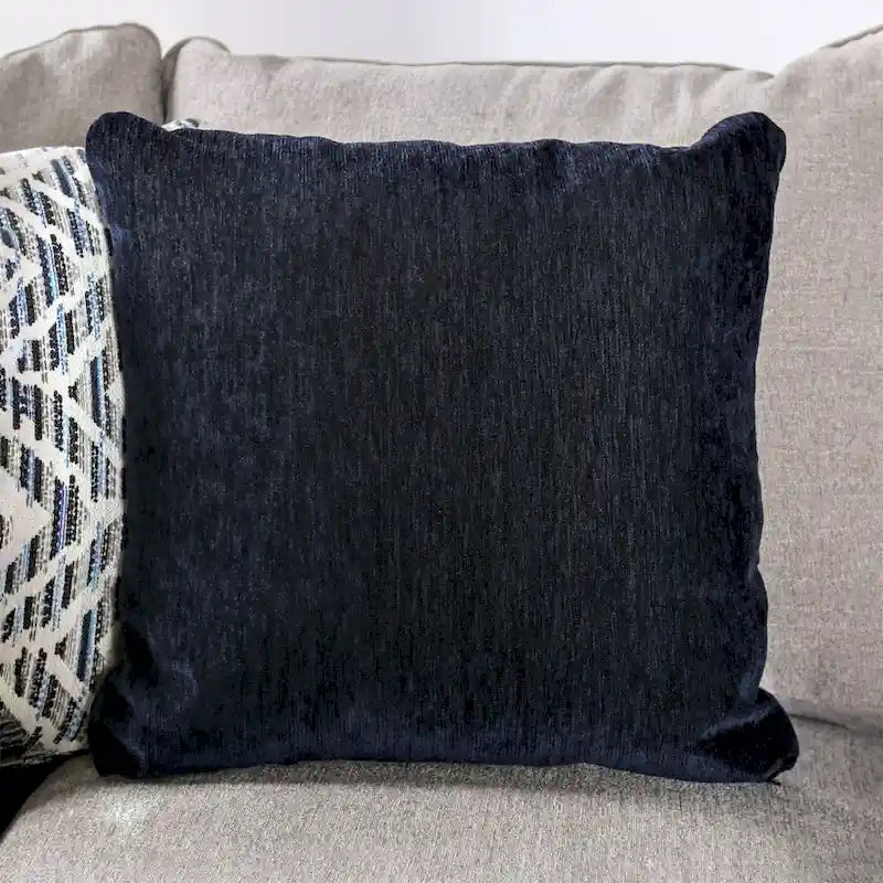 Canapé d'angle en L beige/gris, accoudoirs évasés en chenille, 5 places