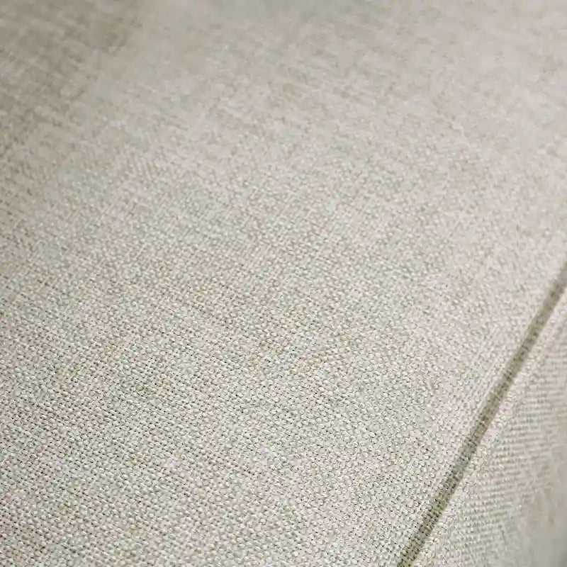 Canapé d'angle en L beige/gris, accoudoirs évasés en chenille, 5 places