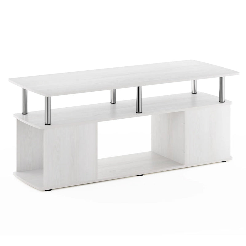 Table basse pratique avec étagère ouverte – Pin ambré / Americano/Chrome / Chêne blanc/Chrome