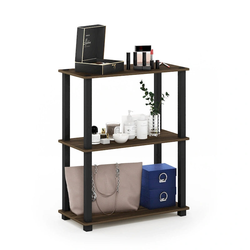 Table basse pratique avec étagère ouverte – Pin ambré / Americano/Chrome / Chêne blanc/Chrome