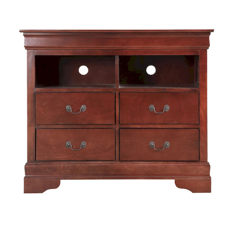 Meuble TV / Commode en bois traditionnel avec 4 tiroirs et 2 étagères – Blanc / Gris / Noir et autres coloris