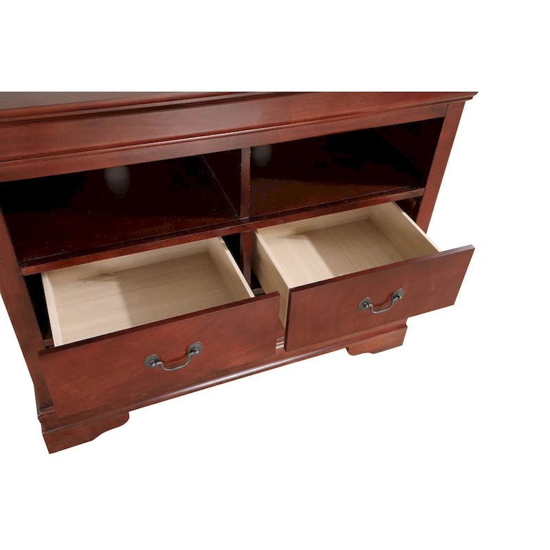 Meuble TV / Commode en bois traditionnel avec 4 tiroirs et 2 étagères – Blanc / Gris / Noir et autres coloris