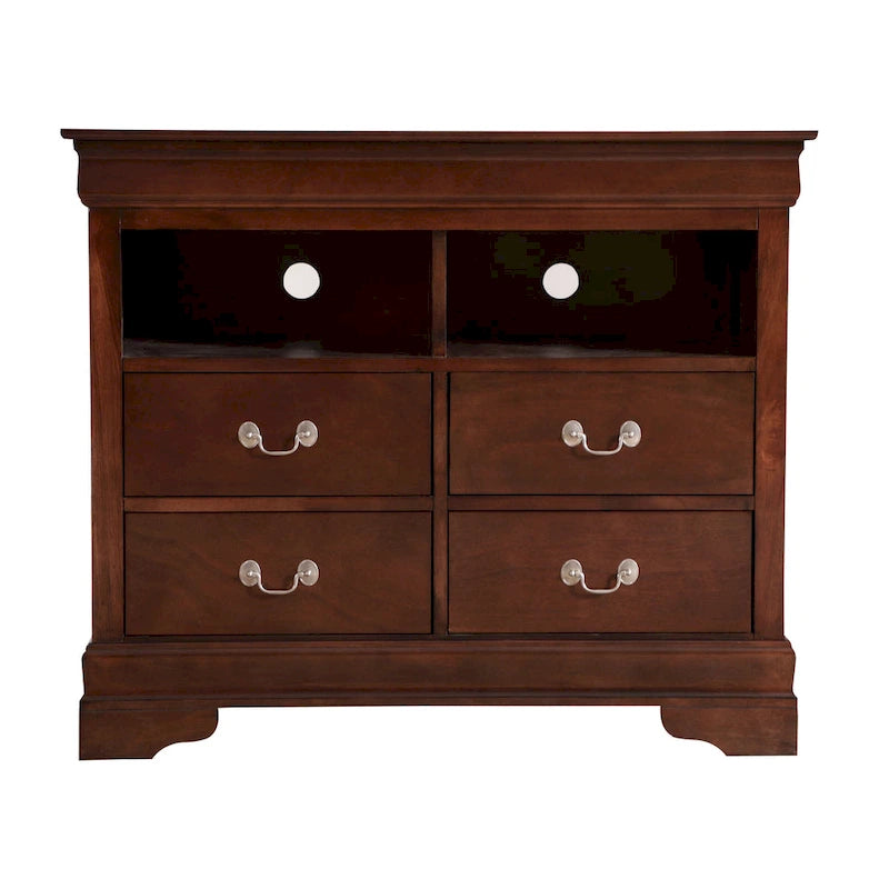 Meuble TV / Commode en bois traditionnel avec 4 tiroirs et 2 étagères – Blanc / Gris / Noir et autres coloris