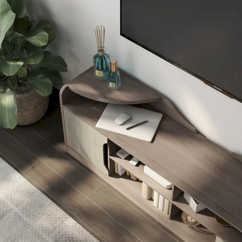 Meuble TV Bicolore Rustique Brun Châtaigne, 72,8 po, 1 pièce