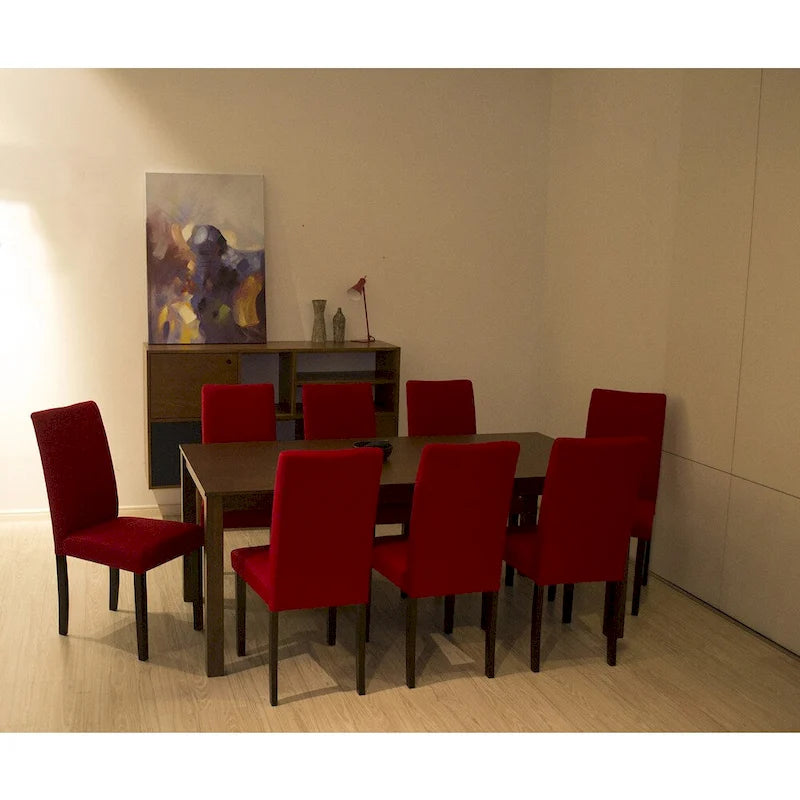 Chaise de salle à manger en lin rouge, lot de 8