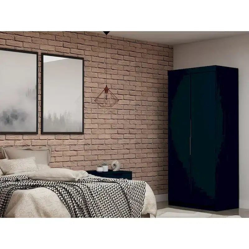 Armoire de rangement modulable autoportante avec tiroirs et étagères ouvertes – Bleu nuit / Marron / Blanc, assemblage par 1 personne