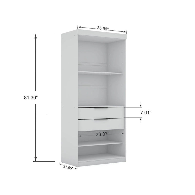 Armoire de rangement modulable autoportante avec tiroirs et étagères ouvertes – Bleu nuit / Marron / Blanc, assemblage par 1 personne