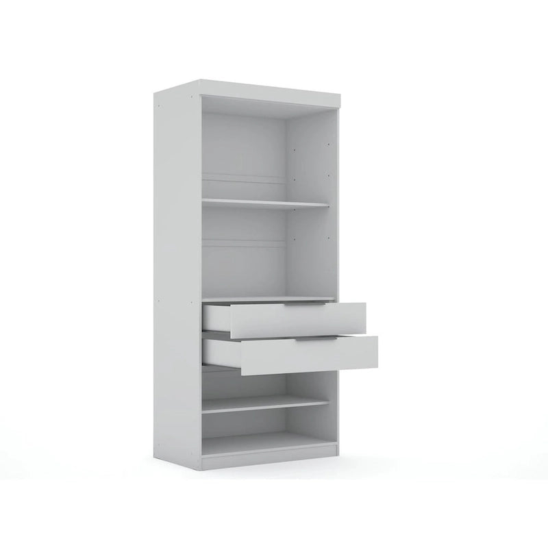 Armoire de rangement modulable autoportante avec tiroirs et étagères ouvertes – Bleu nuit / Marron / Blanc, assemblage par 1 personne