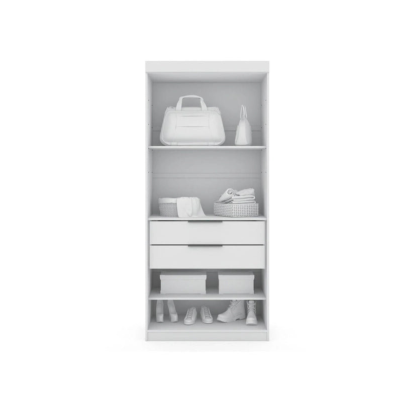 Armoire de rangement modulable autoportante avec tiroirs et étagères ouvertes – Bleu nuit / Marron / Blanc, assemblage par 1 personne