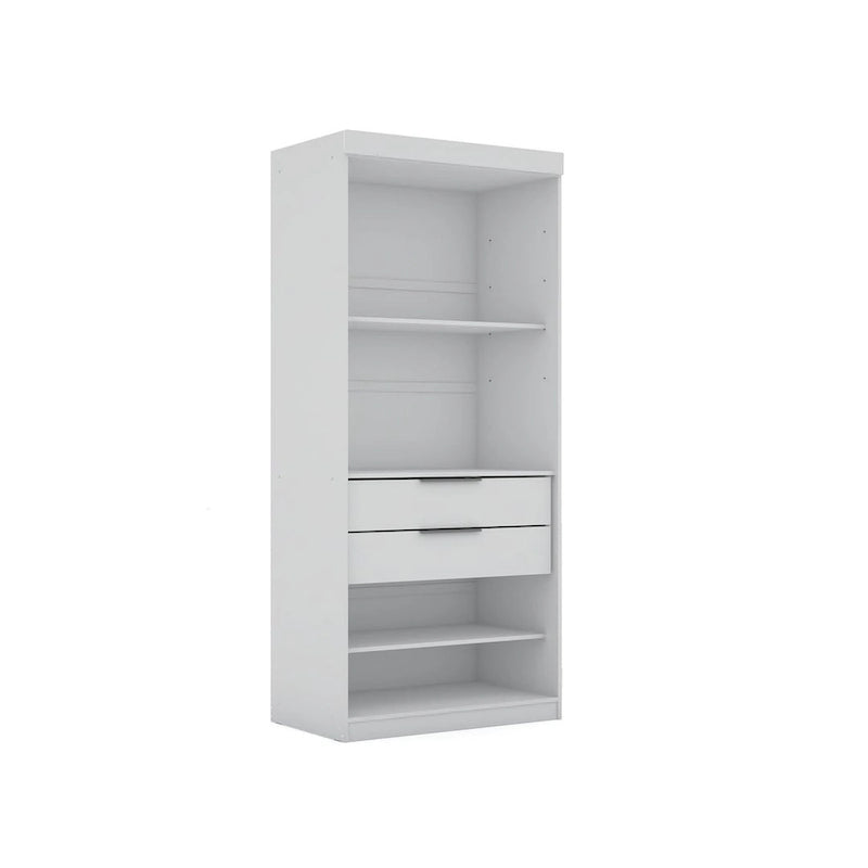 Armoire de rangement modulable autoportante avec tiroirs et étagères ouvertes – Bleu nuit / Marron / Blanc, assemblage par 1 personne