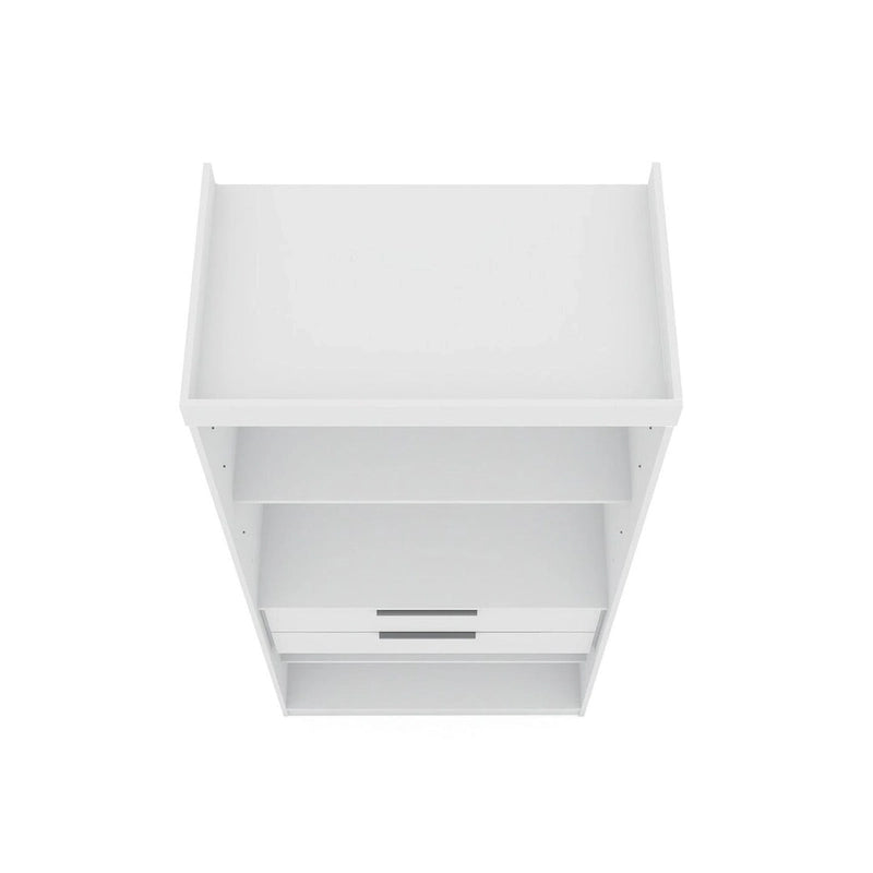 Armoire de rangement modulable autoportante avec tiroirs et étagères ouvertes – Bleu nuit / Marron / Blanc, assemblage par 1 personne