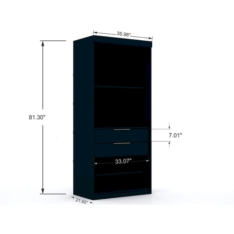 Armoire de rangement modulable autoportante avec tiroirs et étagères ouvertes – Bleu nuit / Marron / Blanc, assemblage par 1 personne