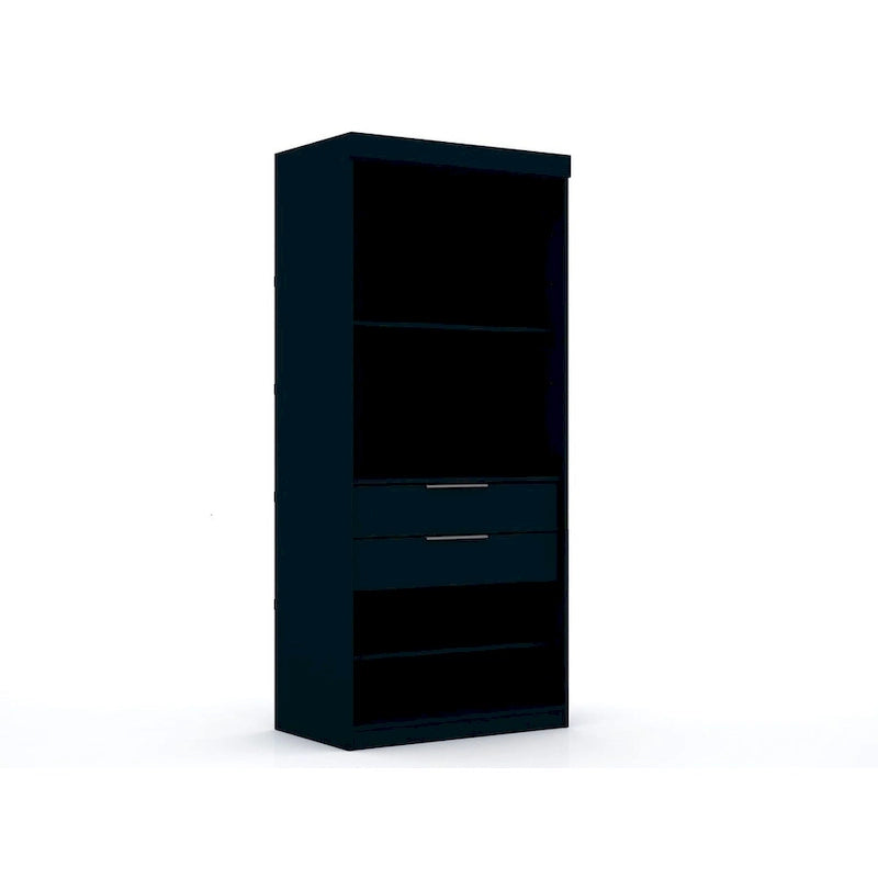 Armoire de rangement modulable autoportante avec tiroirs et étagères ouvertes – Bleu nuit / Marron / Blanc, assemblage par 1 personne
