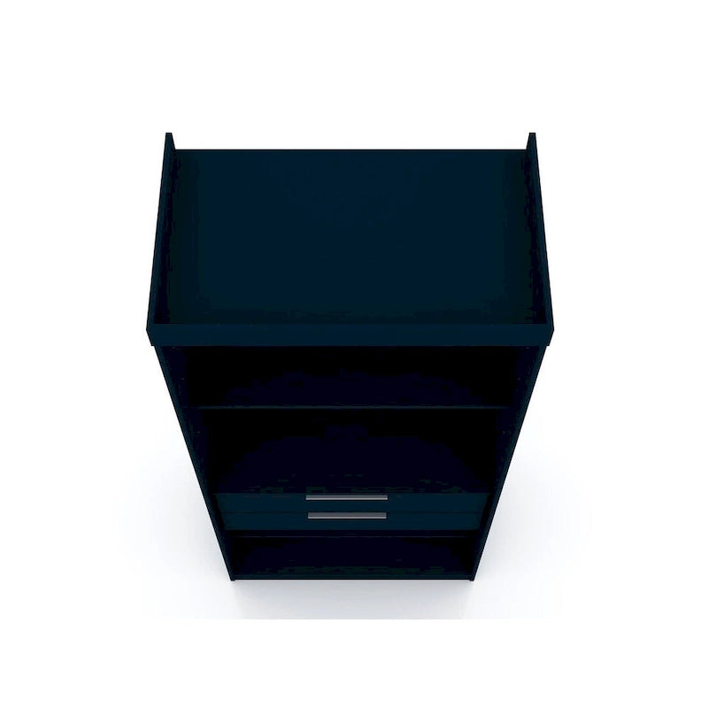 Armoire de rangement modulable autoportante avec tiroirs et étagères ouvertes – Bleu nuit / Marron / Blanc, assemblage par 1 personne