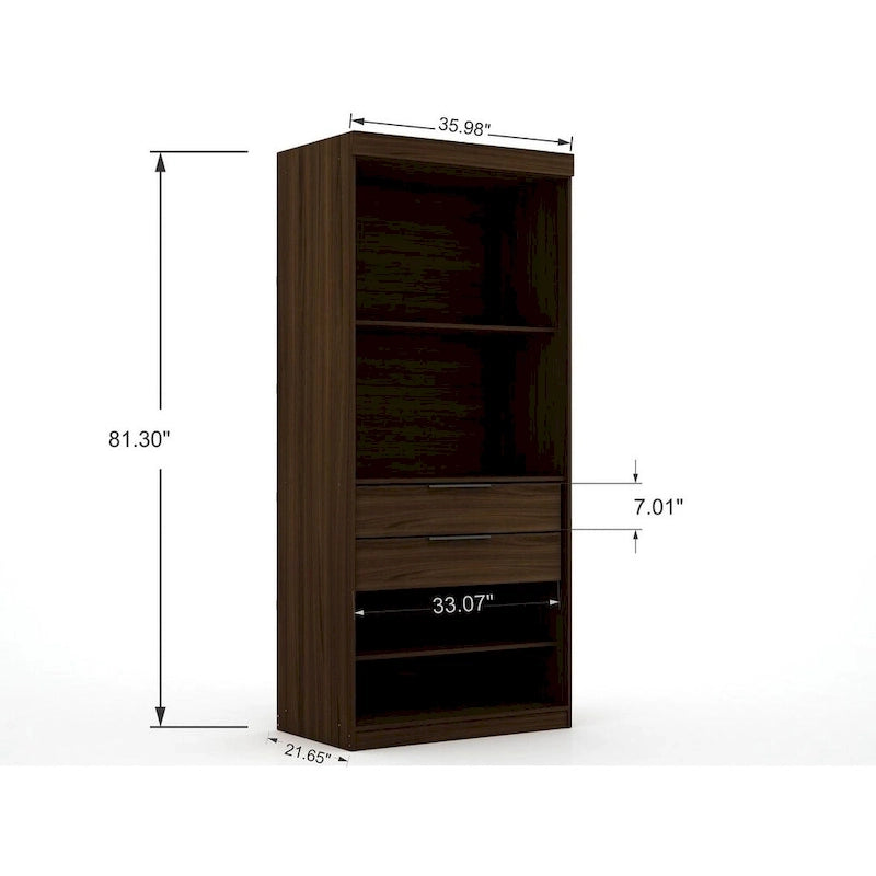 Armoire de rangement modulable autoportante avec tiroirs et étagères ouvertes – Bleu nuit / Marron / Blanc, assemblage par 1 personne