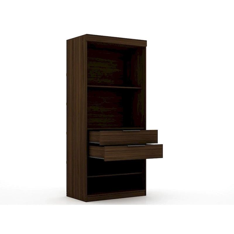 Armoire de rangement modulable autoportante avec tiroirs et étagères ouvertes – Bleu nuit / Marron / Blanc, assemblage par 1 personne