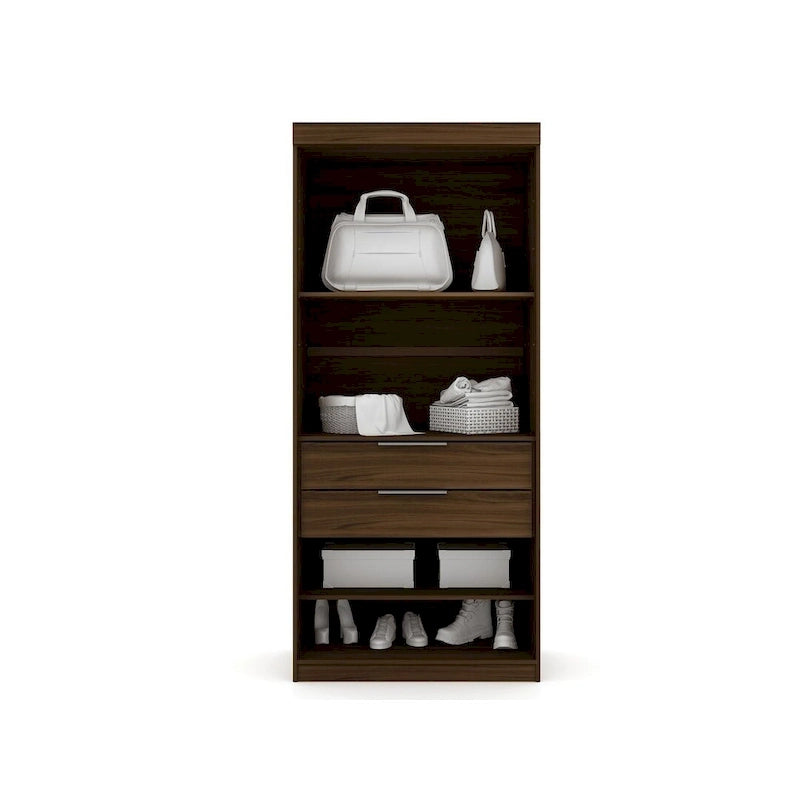 Armoire de rangement modulable autoportante avec tiroirs et étagères ouvertes – Bleu nuit / Marron / Blanc, assemblage par 1 personne