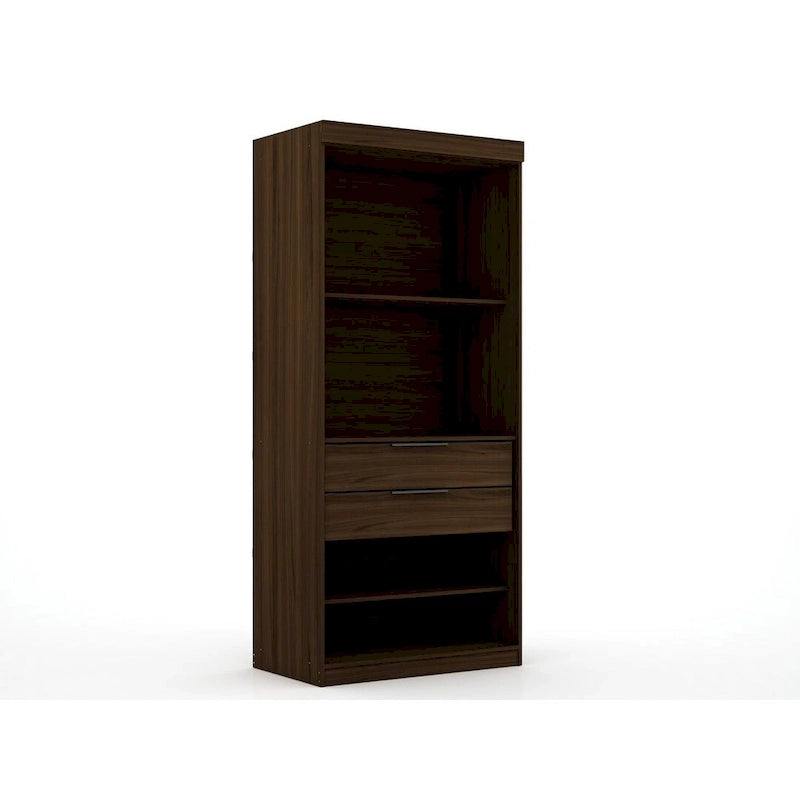 Armoire de rangement modulable autoportante avec tiroirs et étagères ouvertes – Bleu nuit / Marron / Blanc, assemblage par 1 personne