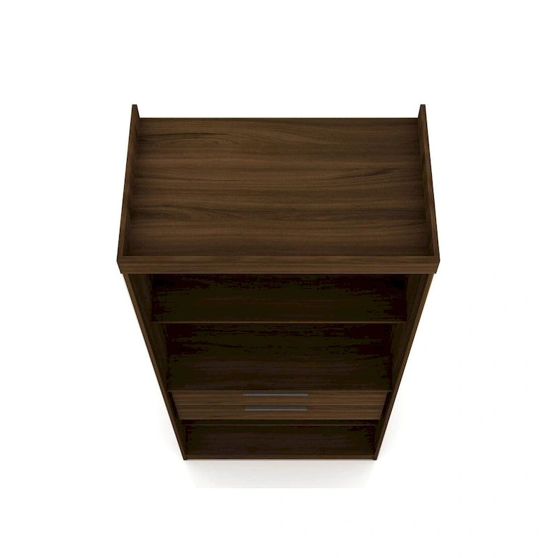 Armoire de rangement modulable autoportante avec tiroirs et étagères ouvertes – Bleu nuit / Marron / Blanc, assemblage par 1 personne