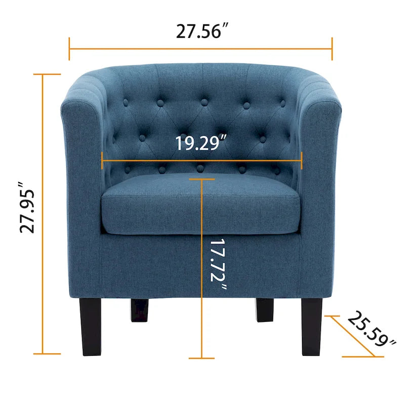 Fauteuil club en lin capitonné, jaune / gris foncé / bleu / gris clair, 1 place