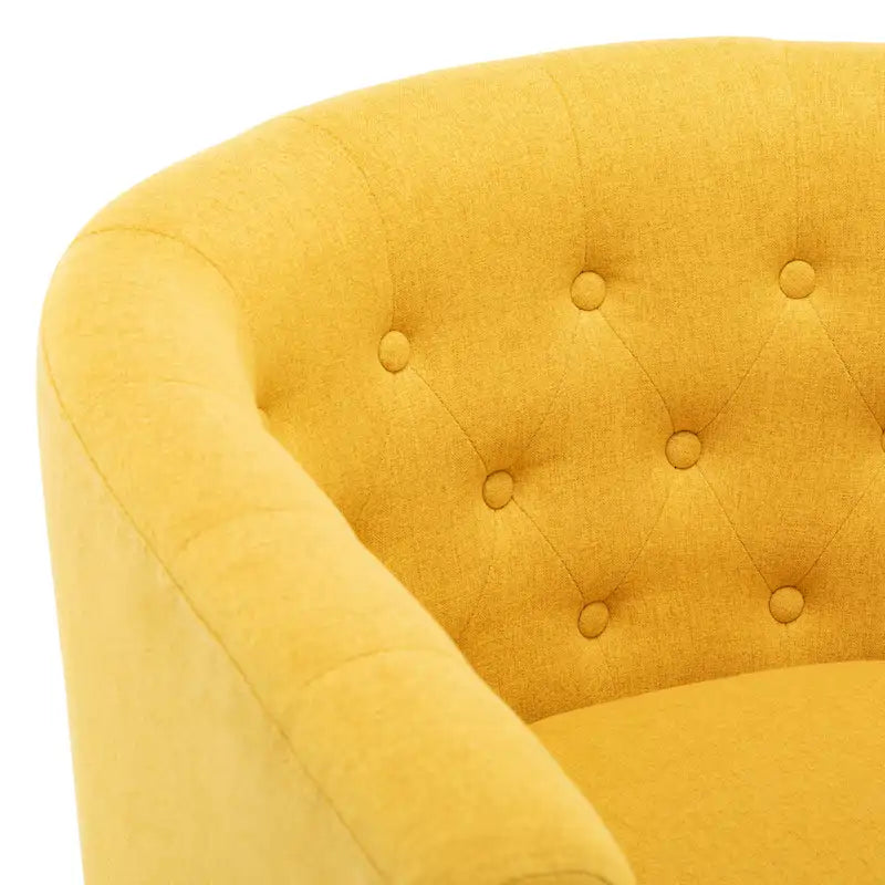 Fauteuil club en lin capitonné, jaune / gris foncé / bleu / gris clair, 1 place