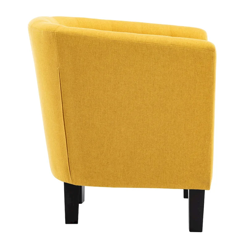 Fauteuil club en lin capitonné, jaune / gris foncé / bleu / gris clair, 1 place