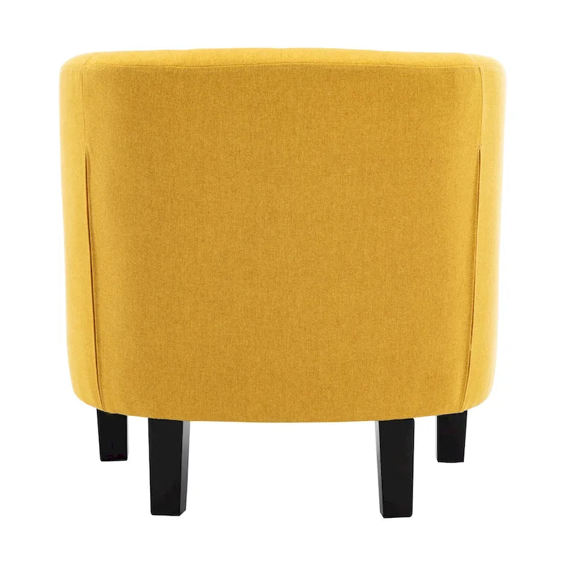 Fauteuil club en lin capitonné, jaune / gris foncé / bleu / gris clair, 1 place