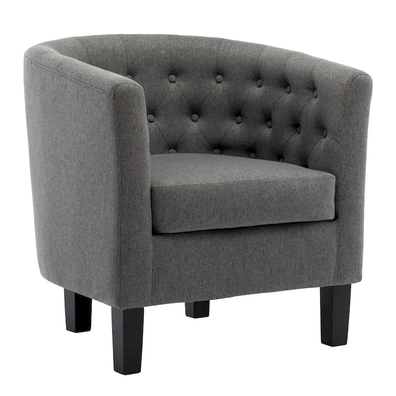 Fauteuil club en lin capitonné, jaune / gris foncé / bleu / gris clair, 1 place