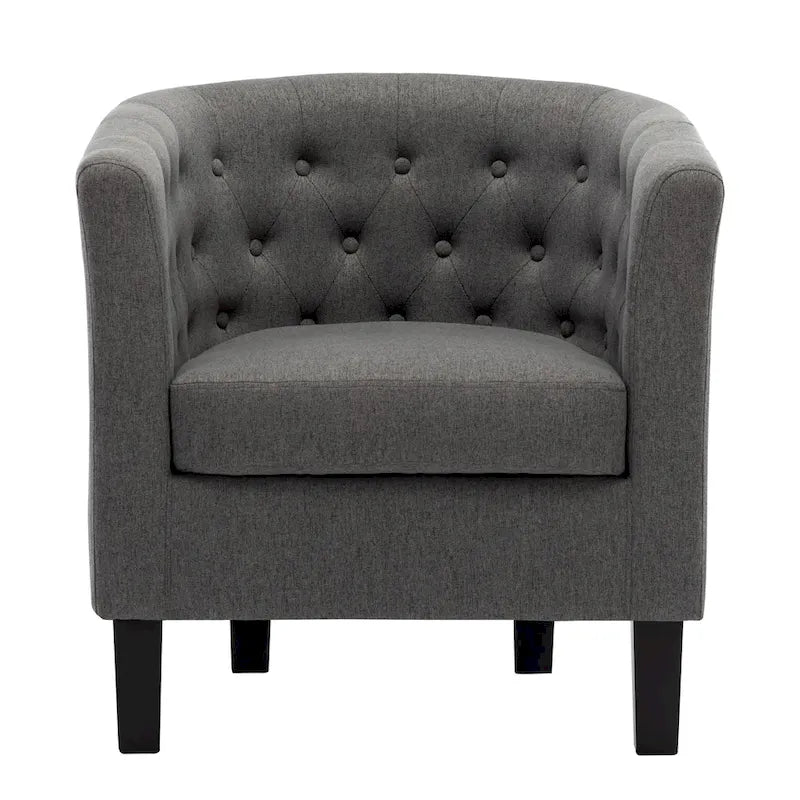 Fauteuil club en lin capitonné, jaune / gris foncé / bleu / gris clair, 1 place