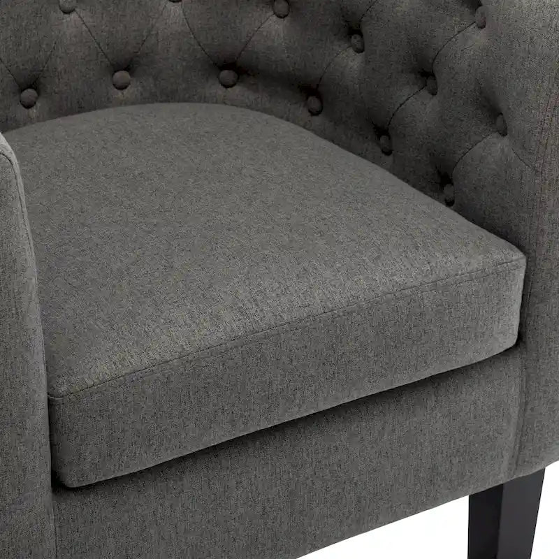 Fauteuil club en lin capitonné, jaune / gris foncé / bleu / gris clair, 1 place