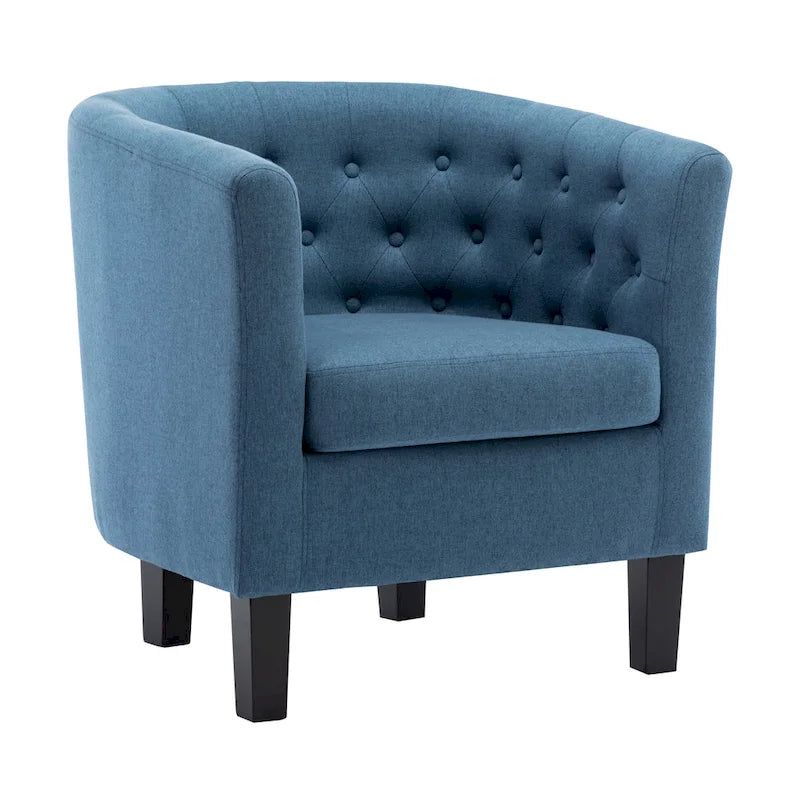 Fauteuil club en lin capitonné, jaune / gris foncé / bleu / gris clair, 1 place