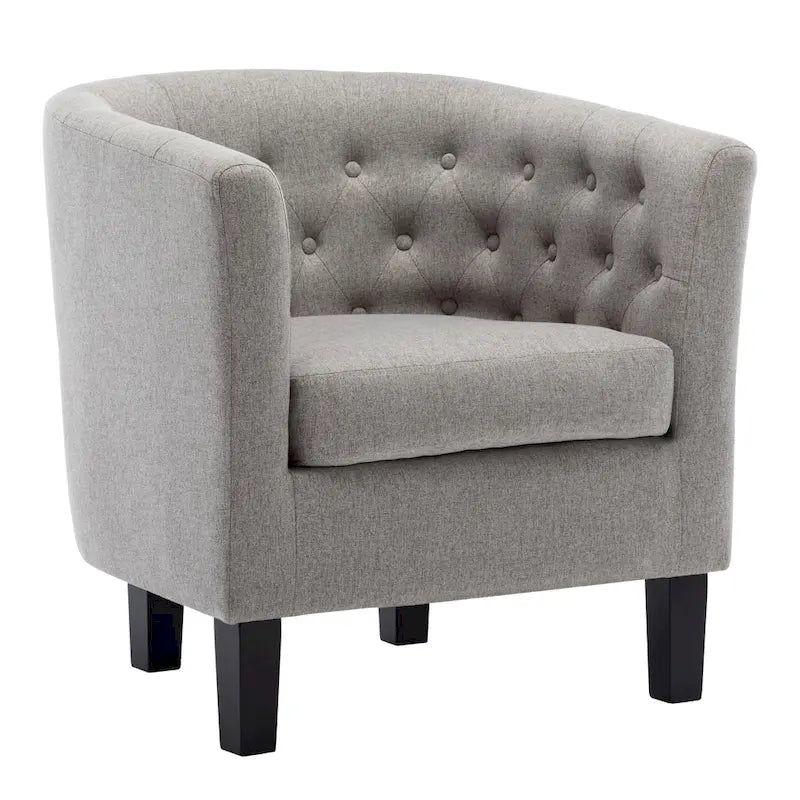 Fauteuil club en lin capitonné, jaune / gris foncé / bleu / gris clair, 1 place