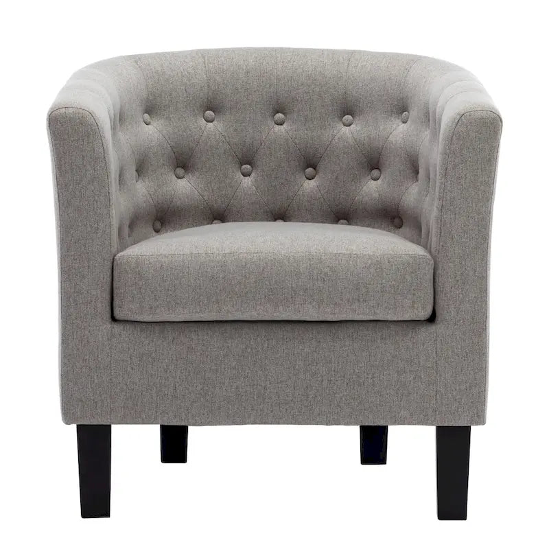 Fauteuil club en lin capitonné, jaune / gris foncé / bleu / gris clair, 1 place