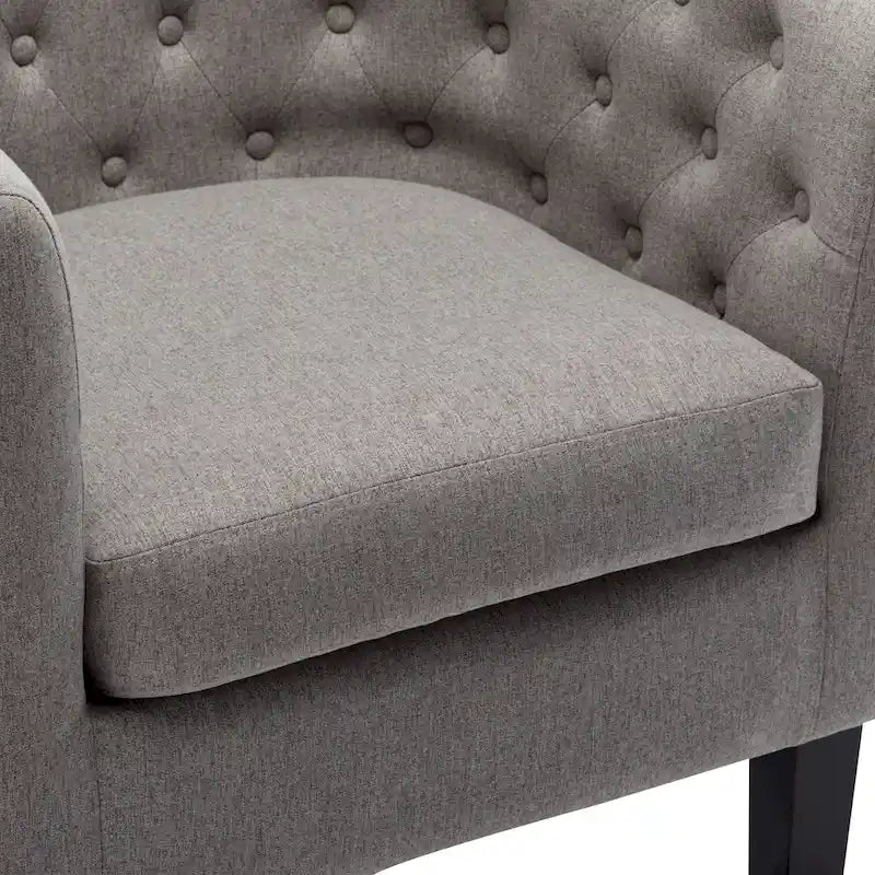 Fauteuil club en lin capitonné, jaune / gris foncé / bleu / gris clair, 1 place