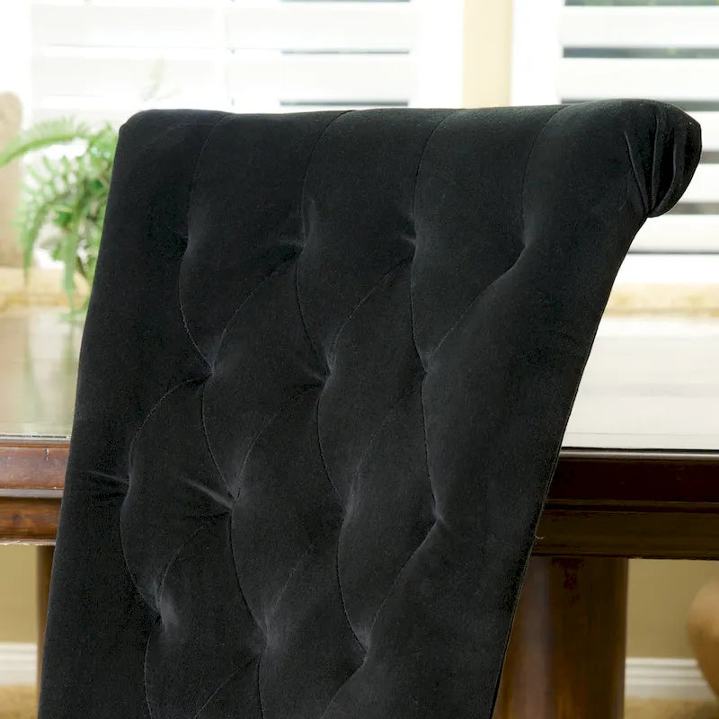 Chaise de salle à manger capitonnée en velours, lot de 2 – Noir / Gris / Rose poudré