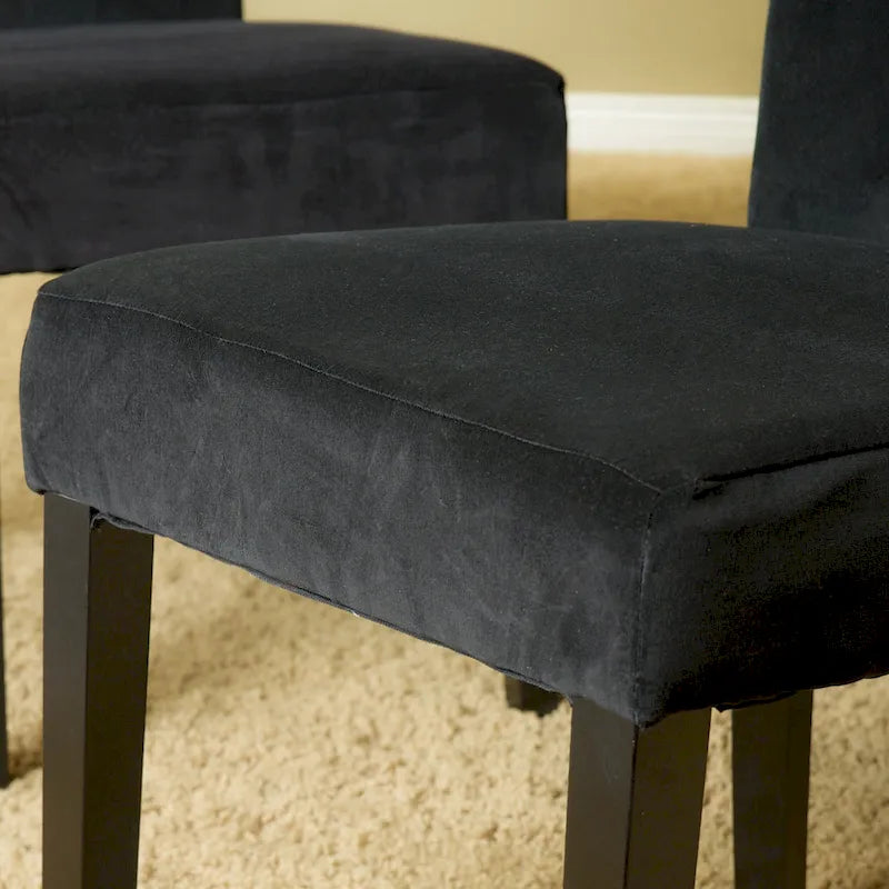 Chaise de salle à manger capitonnée en velours, lot de 2 – Noir / Gris / Rose poudré