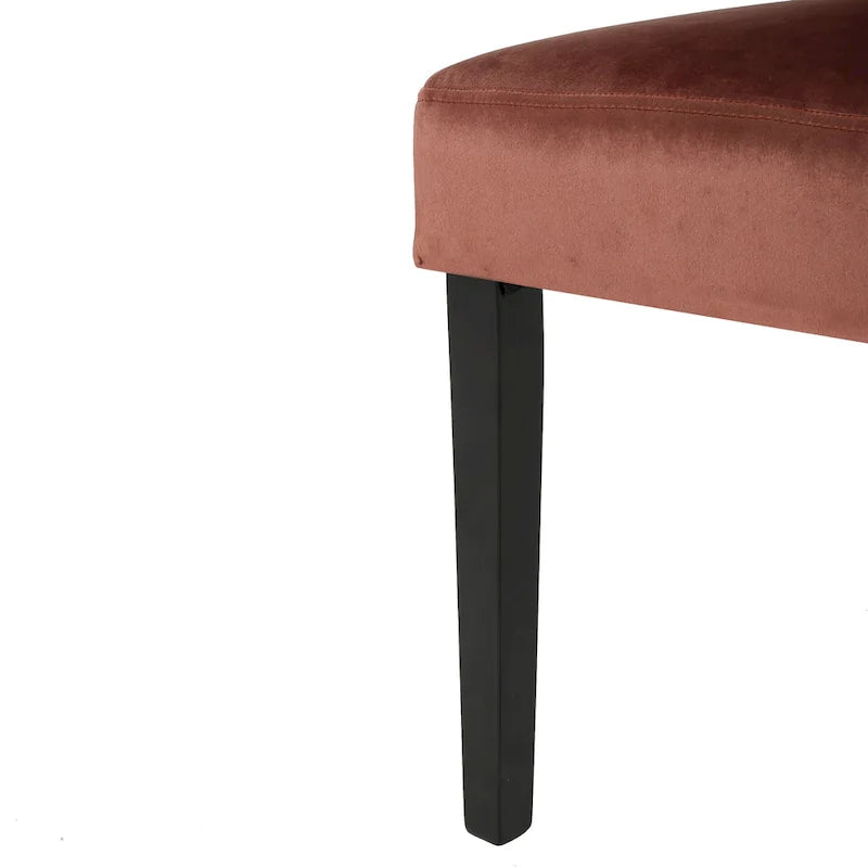 Chaise de salle à manger capitonnée en velours, lot de 2 – Noir / Gris / Rose poudré