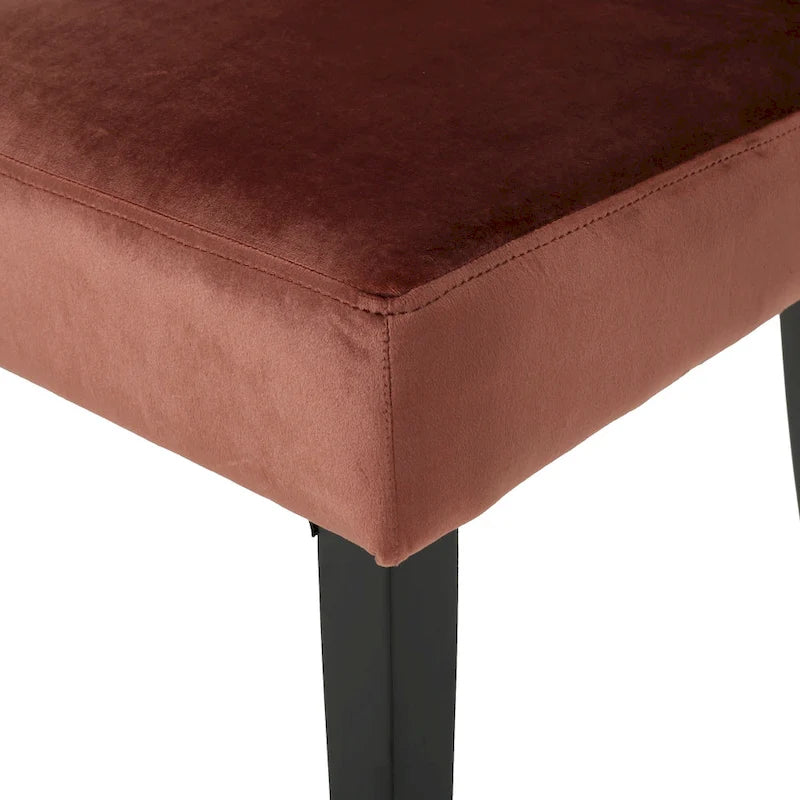 Chaise de salle à manger capitonnée en velours, lot de 2 – Noir / Gris / Rose poudré