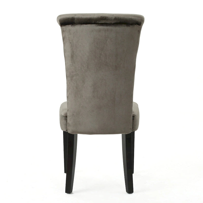 Chaise de salle à manger capitonnée en velours, lot de 2 – Noir / Gris / Rose poudré