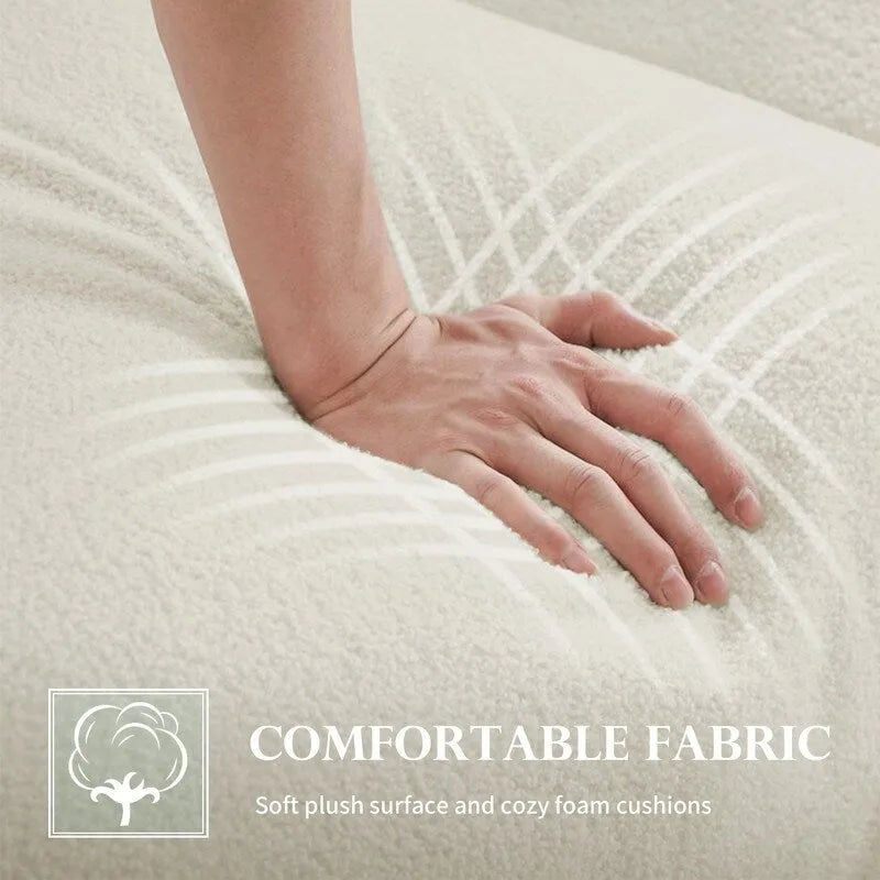 Canapé nuage en velours Teddy blanc de 86,5", 2-3 places