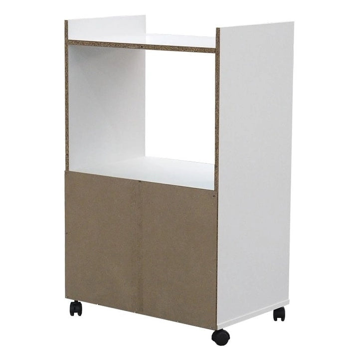 Chariot de cuisine blanc à 2 portes pour micro-ondes, 1 personne