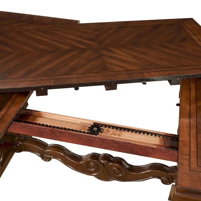 Table de salle à manger traditionnelle en noyer chaud, extensible, jusqu'à 8 places