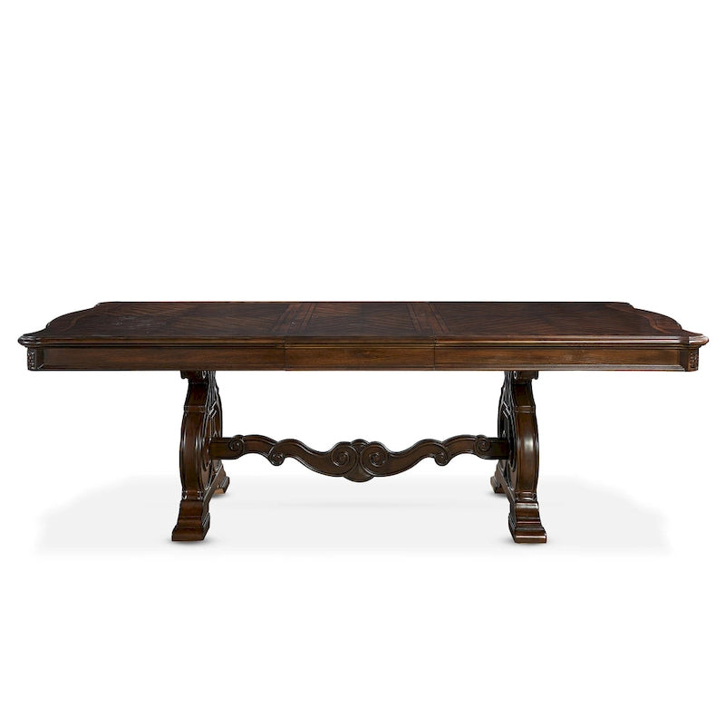 Table de salle à manger traditionnelle en noyer chaud, extensible, jusqu'à 8 places