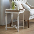 Table d'appoint carrée rustique blanc cassé – 1 personne