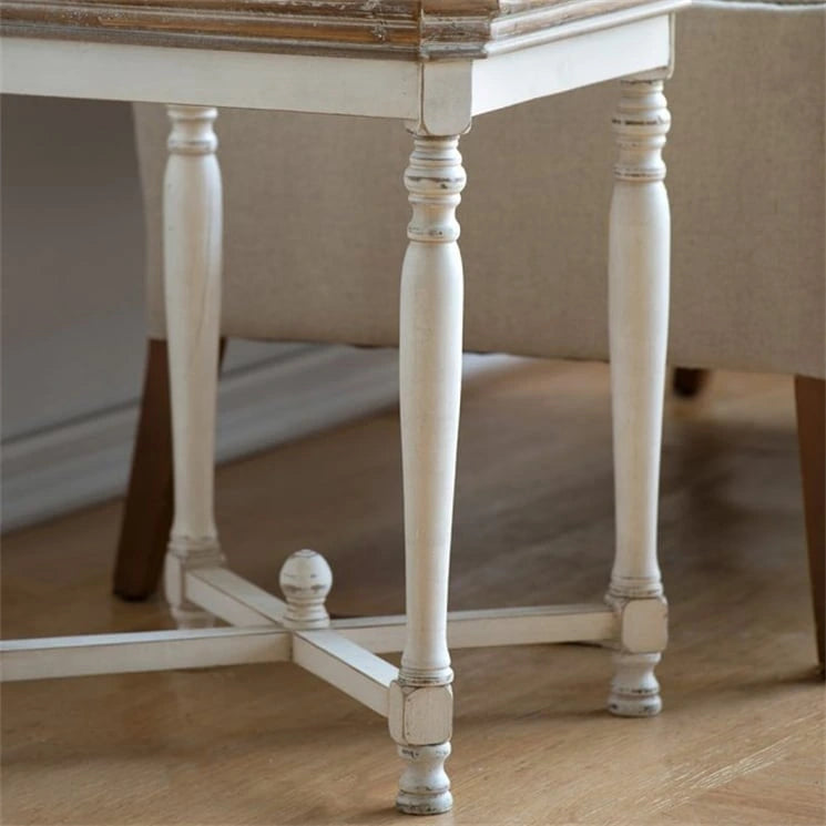 Table d'appoint carrée rustique blanc cassé – 1 personne