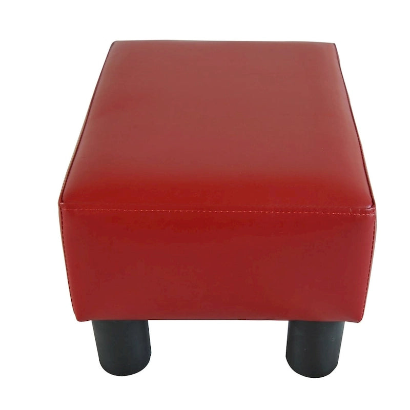 Petit pouf en similicuir rouge, 1 personne