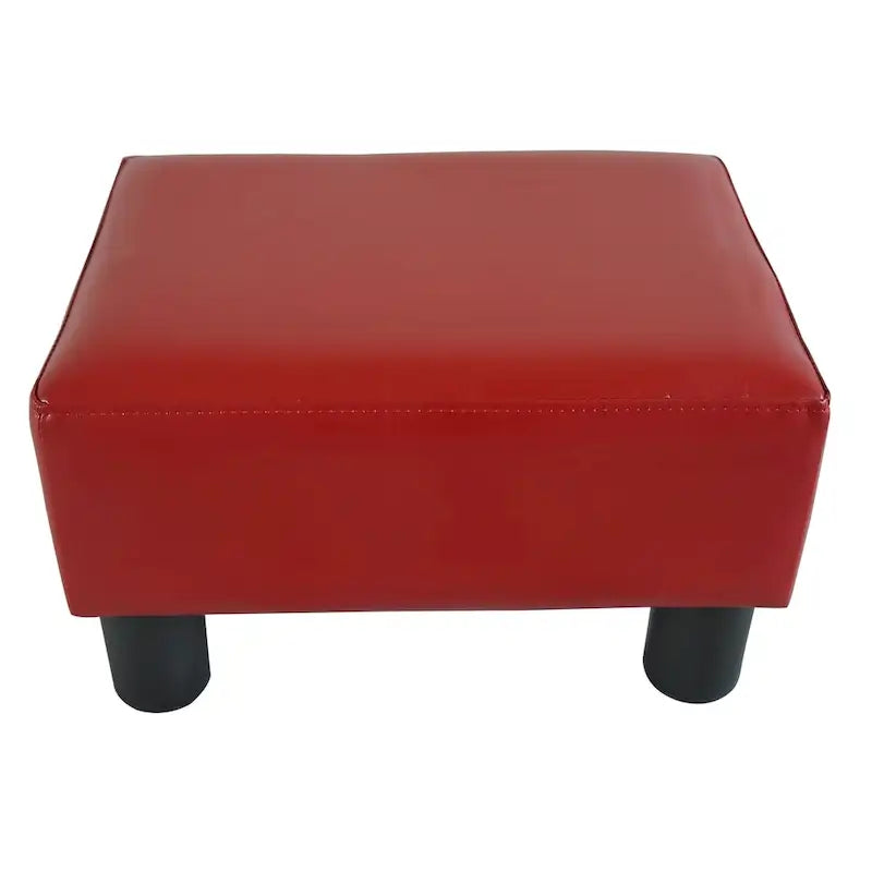 Petit pouf en similicuir rouge, 1 personne