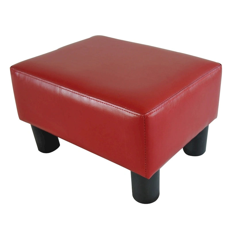 Petit pouf en similicuir rouge, 1 personne